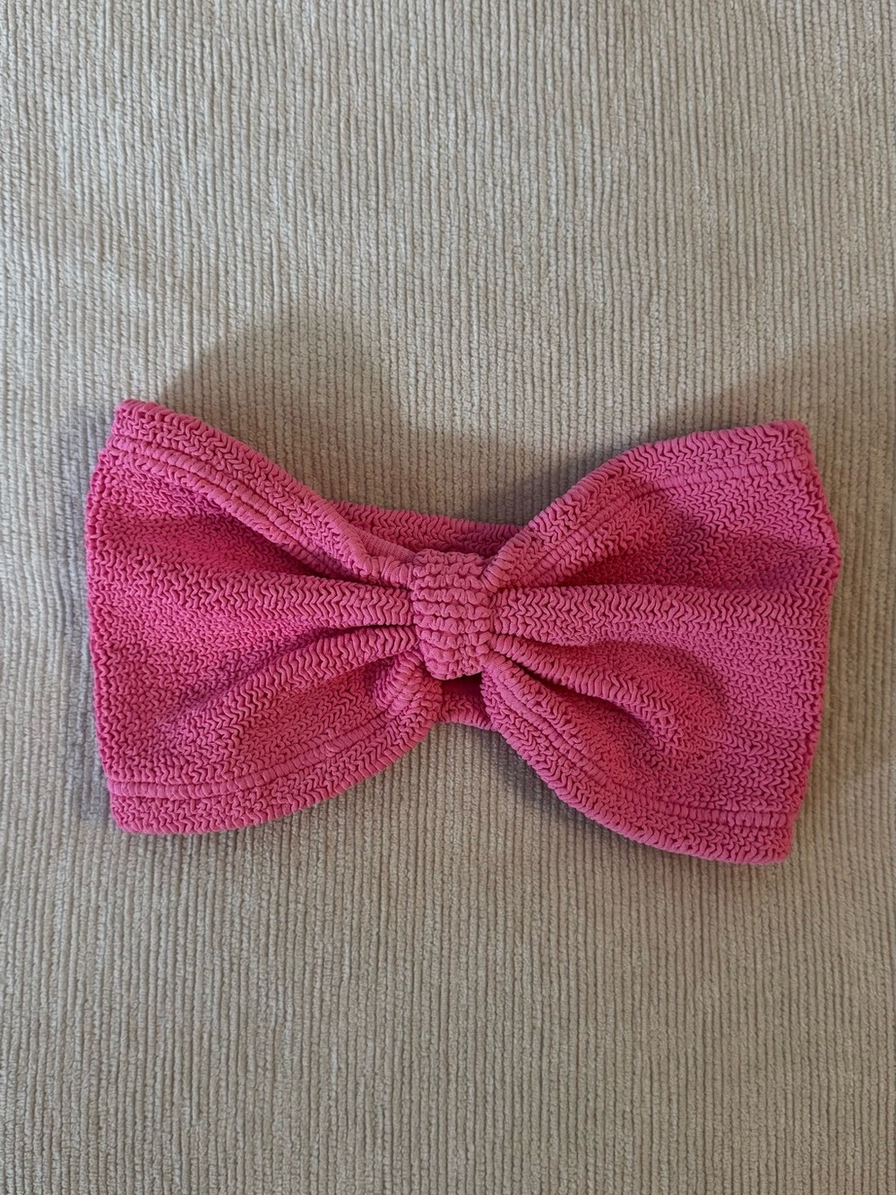 New Hunza G Bikini *Top Only* Pink Jean Bandeau Strapless Crinkle One Size - Picture 2 of 7